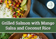 Grilled Lime Salmon with Mango Salsa & Coconut Rice