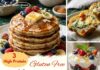 3 High Protein Gluten Free Breakfast Recipes for Fitness Freaks Three high protein gluten free breakfast recipes featuring banana oat protein pancakes, cottage cheese veggie egg muffins, and Greek yogurt berry protein parfait.