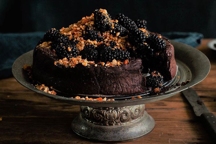 Creamy cashew cake with a rich chocolate base and dark chocolate topping