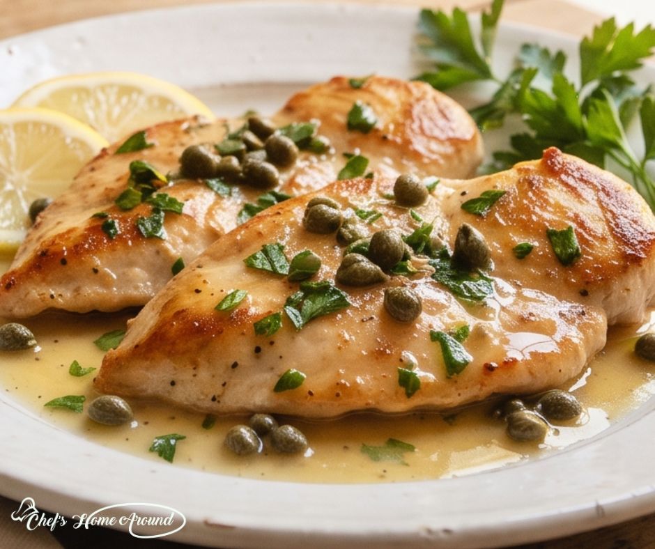 Best Chicken Piccata recipe with lemon butter caper sauce