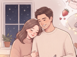 Love, Served for Dessert Romantic couple preparing Valentine's desserts together at home